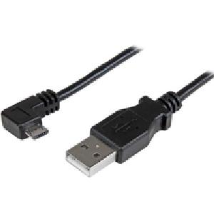 StarTech.com Micro-USB Charge-and-Sync Cable M/M - Right-Angle Micro-USB - 30/24 AWG - 1 m (3 ft.) - 1 m - USB A - Micro-USB B - USB 2.0 - 480 Mbit/s - Black